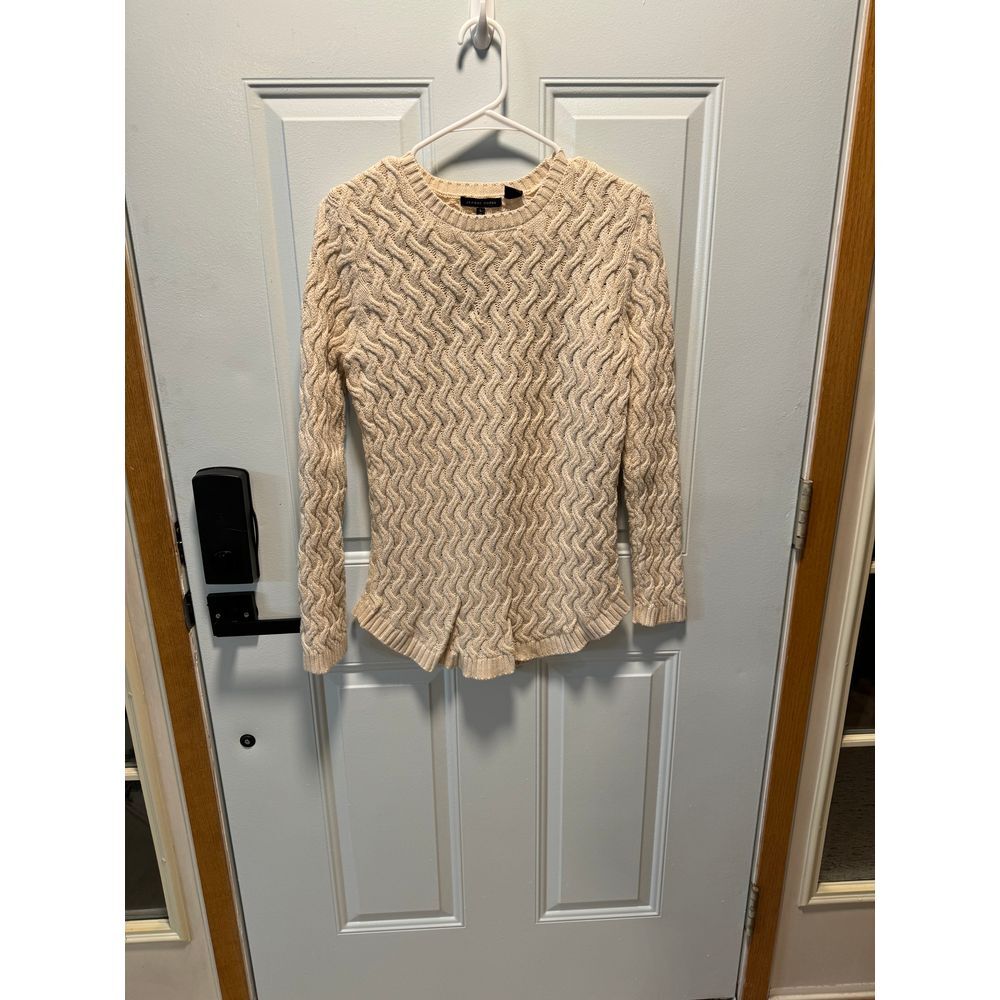 Women's Jeanne Pierre 100% Cotton‎ Cream Woven Sweater Size Large